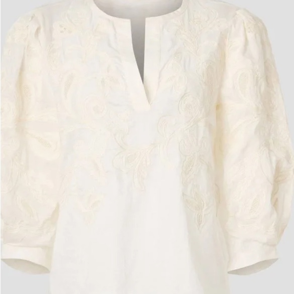 NWT Ba&sh Cream Embroidered Top 100% cotton | XS